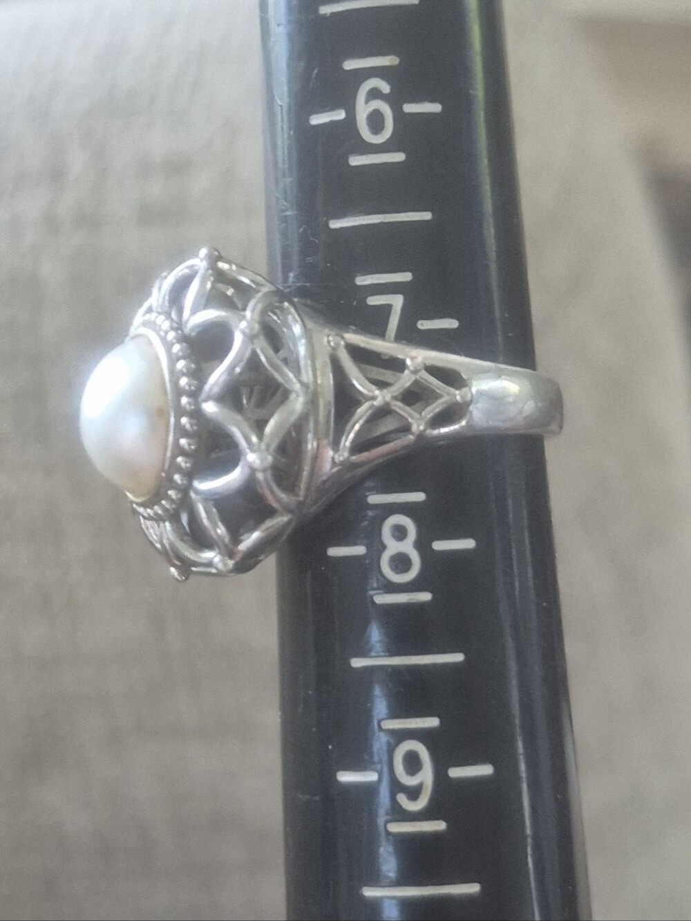 Victoria Wieck Floating Pearl Ring 925 Sterling Silver Crown Shaker 7.25